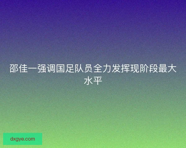 邵佳一强调国足队员全力发挥现阶段最大水平 邵佳一强调国足队员全力发挥现阶段最大水平