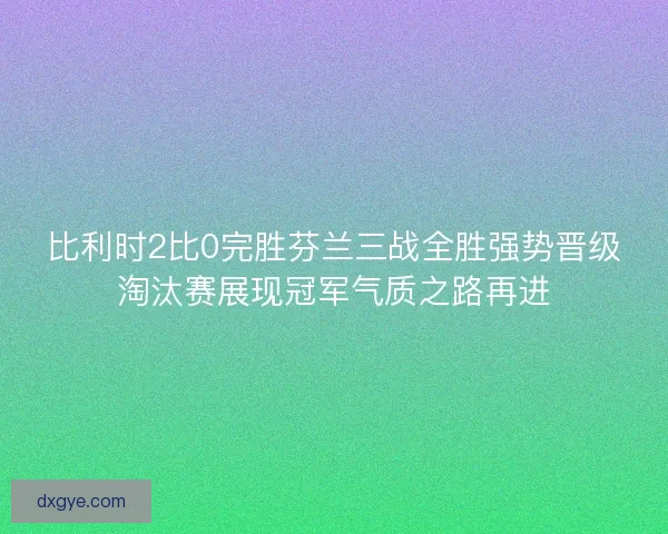 比利时2比0完胜芬兰三战全胜强势晋级淘汰赛展现冠军气质之路再进 比利时2比0完胜芬兰三战全胜强势晋级淘汰赛展现冠军气质之路再进