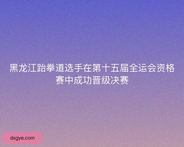 黑龙江跆拳道选手在第十五届全运会资格赛中成功晋级决赛
